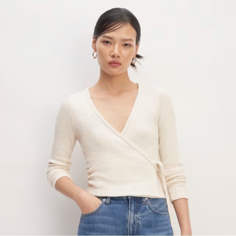 The rib-knit wrap top - Everlane - Organic Cotton